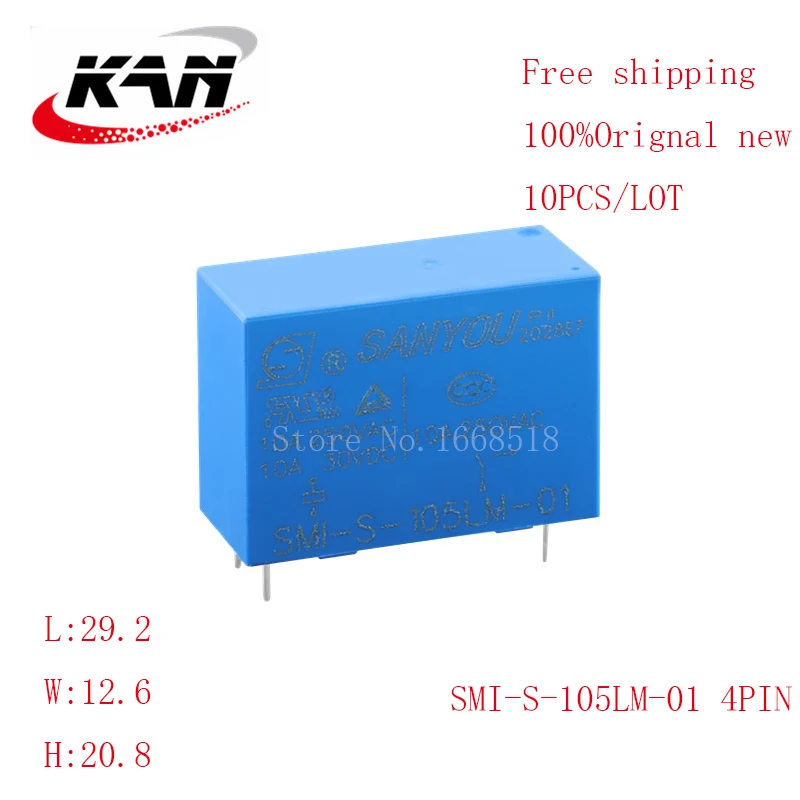 

Free shipping 10pcs relay SMI-S-105LM-01 SMI-S 105LM-01 5VDC 10A 250VAC 4PIN Original New