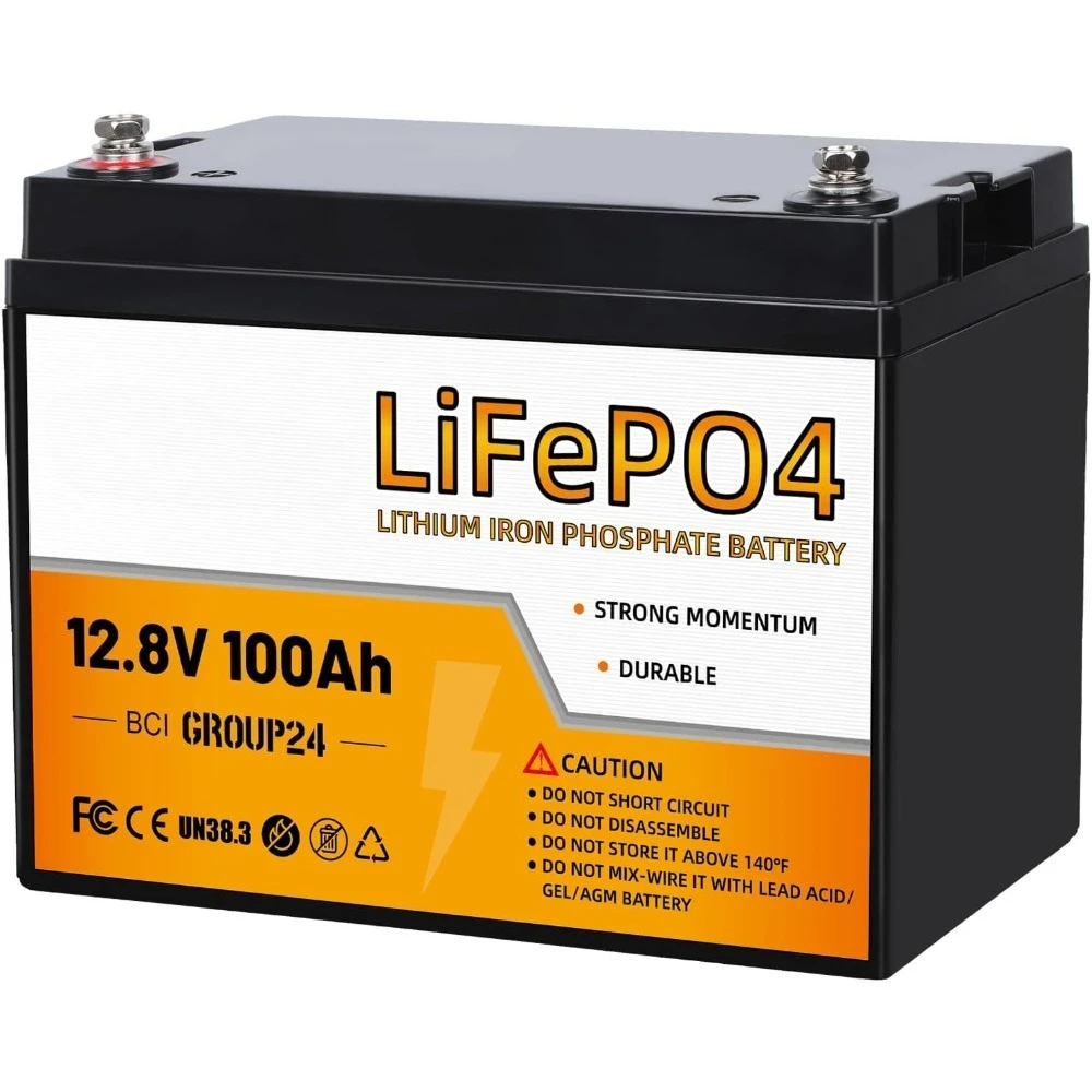 

12V 100Ah Mini LiFePO4 Battery with Small Size and Light Weight, Built-in 100A BMS and Grade A Cells, Up to 15000 Cycles