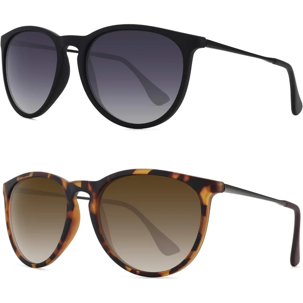 Lunettes de soleil pour dames à verres polarisants classiques rondes à la mode rétro