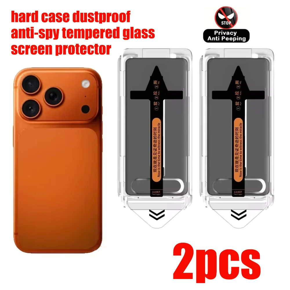 2pcs Anti-peeping Tempered Glass Screen Protector For iPhone 17 Pro Max 16 15 14 13 12 11 16 Plus for iPhone XR XS Air Hard Case