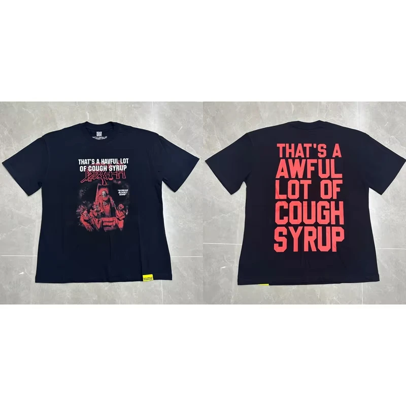 الشارع الشهير هذا مجموعة رهيبة من شراب السعال قصيرة الأكمام قميص الرجال الرجعية الهيب هوب نمط شعار مطبوعة COUGH SYRUP تي شيرت #2