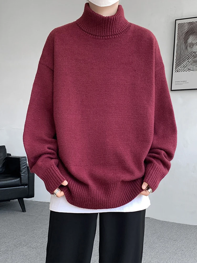 

American Retro High Ne Knitwear Men's Winter Trendy Loose Knitted Sweater Faionable Loose Knitwear Comfortable Soft Thi