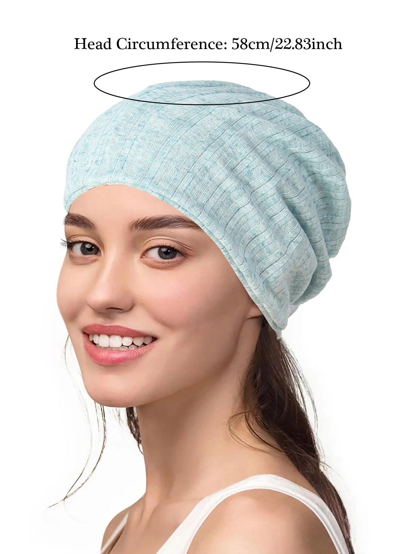 Trendy Stripe Women Hijab Caps Wrap Head Soft Breathable Turban Bonnet Fashion Headdress Solid Color Pullover Knitted Hats