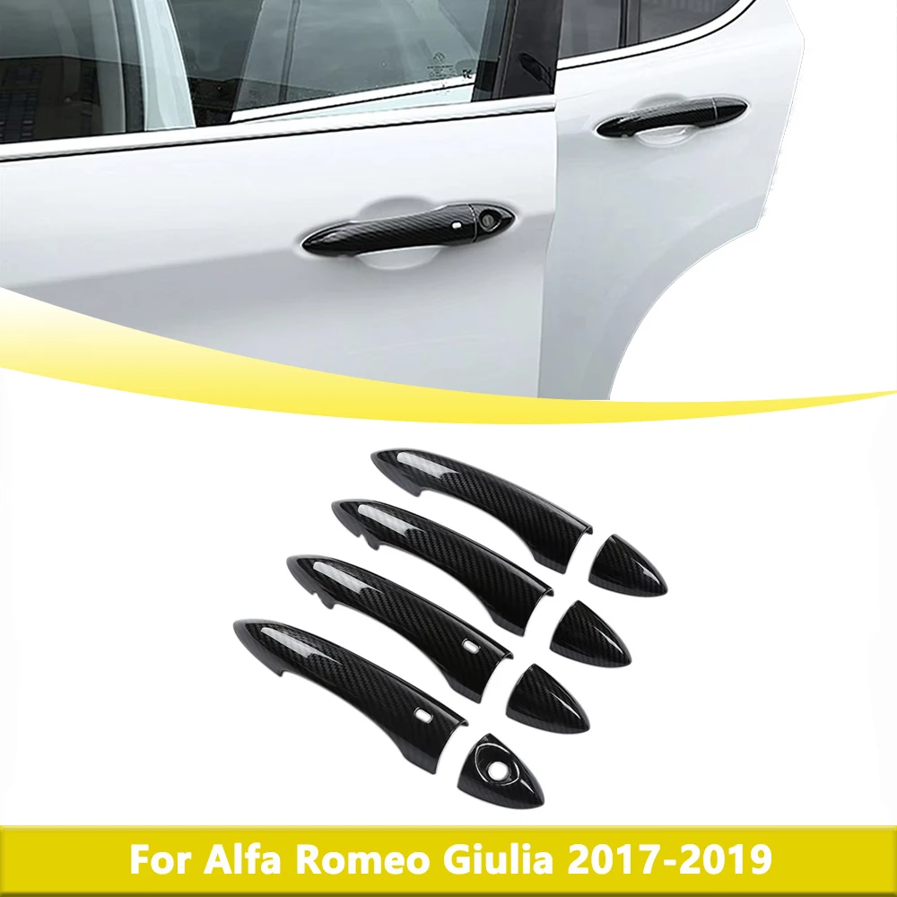 

Outer Door Handle Cover Protector with Smark Key Hole for Alfa Romeo Giulia 2017-2019 Door Grab Handle Shell Car Accessories