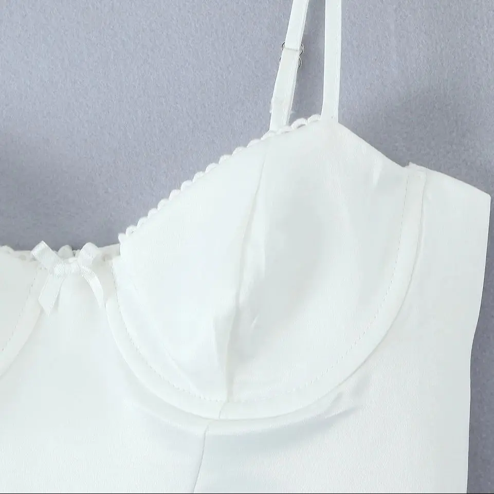 2025 sexy witte draad beha corset stijl satijnen sling jurk vrouwen slim fit lage taille korte baljurk swing jurken femme gewaad rood