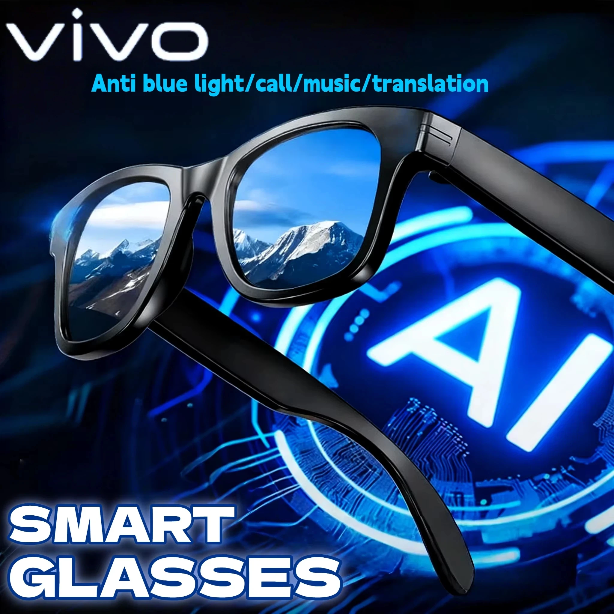 

VIVO 4K AI Smart Glasses Multifunctional Camera Bluetooth Call Voice Assistant Music Player Translate Photochromic 2026 HD