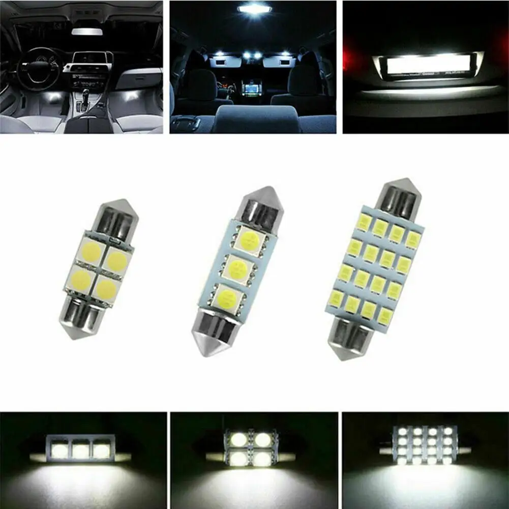 Lâmpadas de substituição LED Dome Light, luzes interiores do carro, luz de leitura Set, 31mm, 36mm, 41mm, T10, 1157, 12V, 6000K, 42Pcs