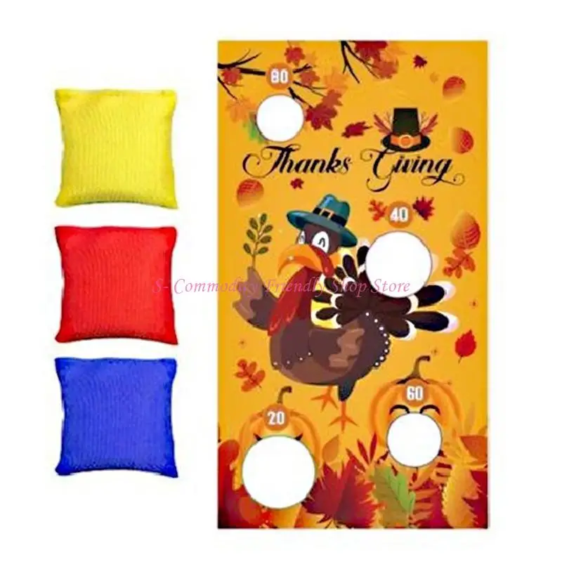 

85AE Carnival for Banner Thanksgiving Pattern Party Supply Bean Bag Toy for Family