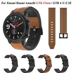 Pulsera de cuero y silicona para Amazfit GTR, correa de 47mm para Xiaomi Amazfit Stratos 3 2/ GTR2 2e/GTR 3 pro/GTR 4, correa de reloj de 22mm