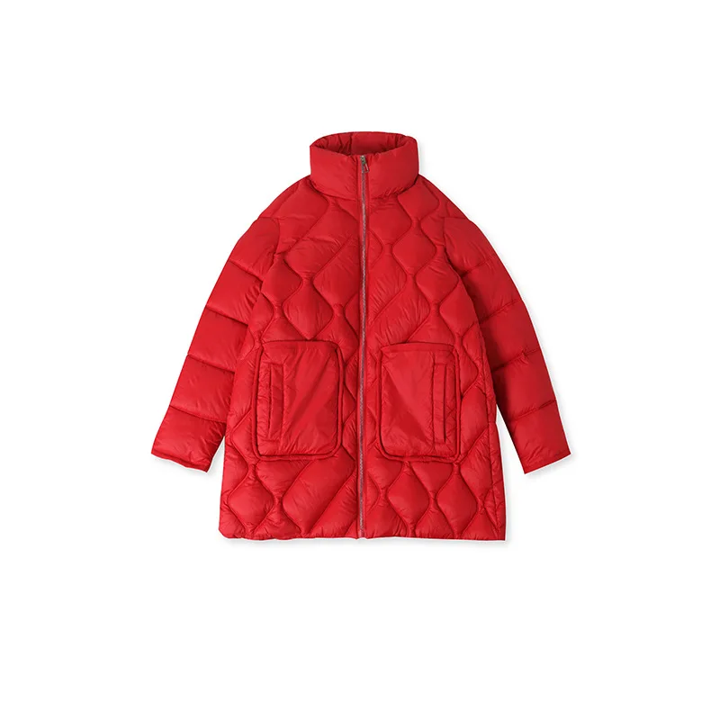 Giacca imbottita da donna invernale Giacca da donna in puro colore collo alto Parka caldo Cappotti Top 2025 Giacca da donna versatile in cotone con 2 tasche