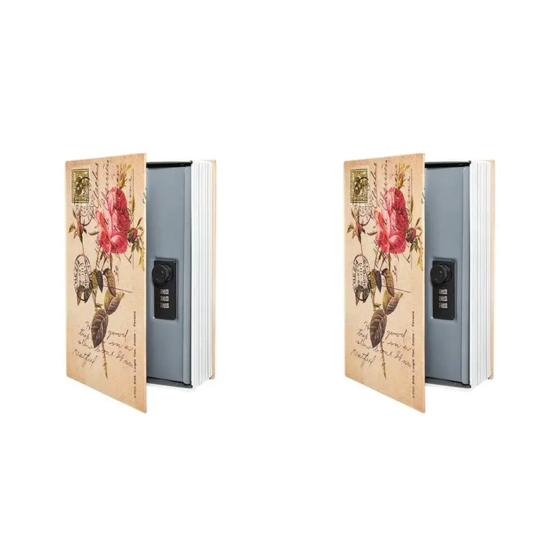 2X Decorative Book Safe Box With Password Lock, Vintage Faux Book Safe For Decoration, Secret Diversion Book,B