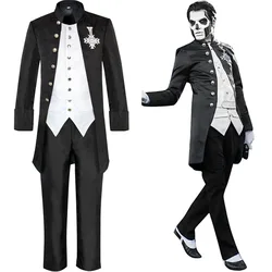 Costume Cosplay fantasma Anime Papa Emeritus Costume Cosplay nero uniforme vestito Halloween Party Roleplay abbigliamento per uomo donna