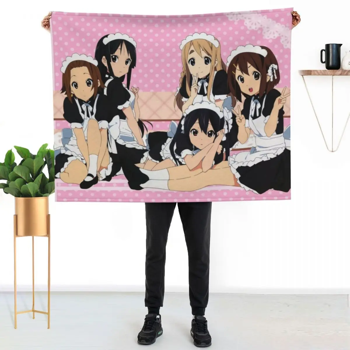 K-on! Maid Print Throw Blanket Shaggy Furry Soft Blanket for Bedroom Living Room