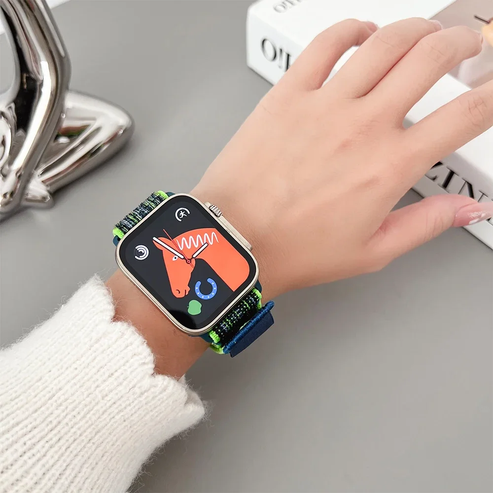 Nylon Loop Sport Strap for Apple Watch Band 49mm 45mm 44mm 41mm 38 42mm Bracelet for Nike iWatch 9 8 7 6 5 SE Ultra 2 Watchband