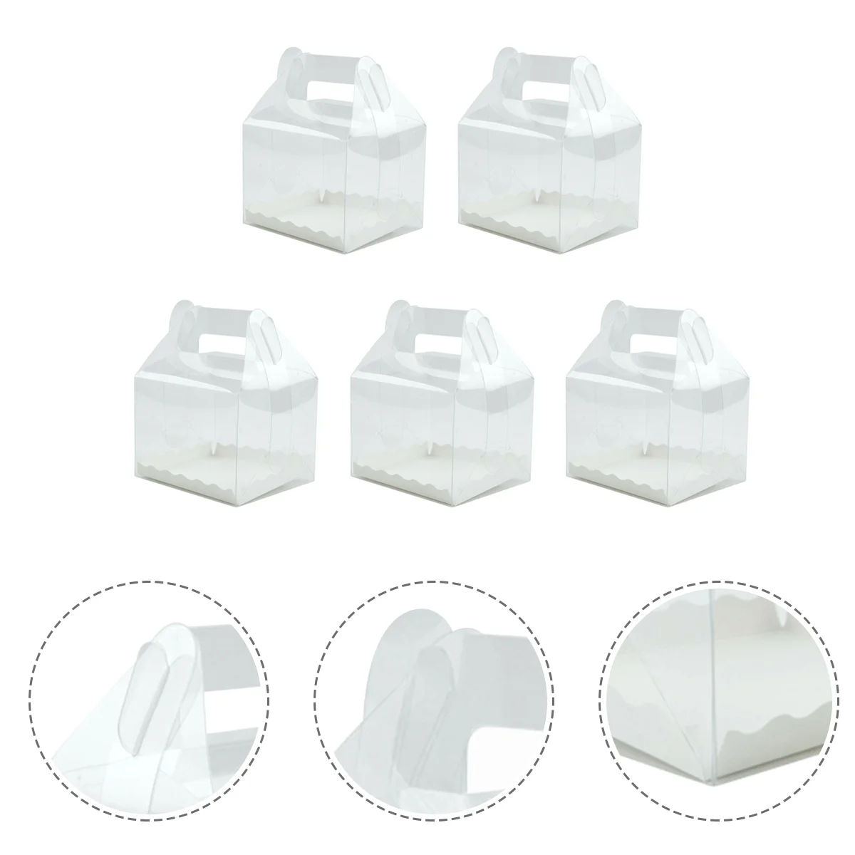 5 Pcs Bottom Bracket Bread Container Cookie Containers with Lids Cake Boxes Handheld Clear Cupcake Packing Birthday