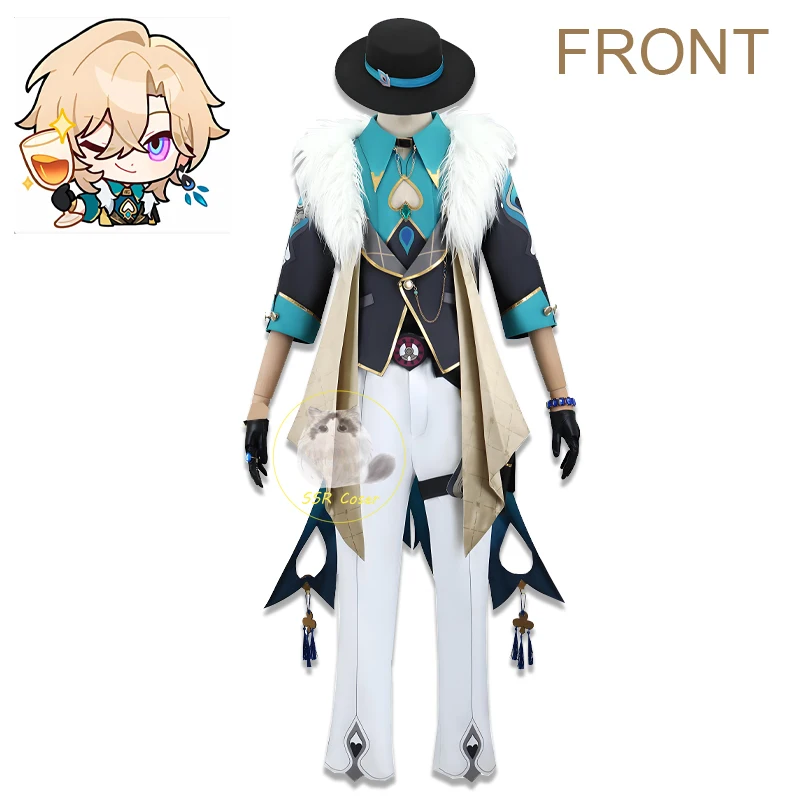 Aventurine Game Honkai Star Rail Cosplay Costume pour hommes, uniforme, perruque, boucles d'oreilles, chapeau Anime, Halloween, vêtements de carnaval personnalisés