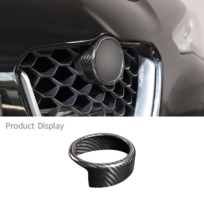 

For Alfa Romeo Giulia 2017-2020 Real Carbon Fiber Car Exterior Frame Middle Net Logo Circle Protective Cover Car Accessories