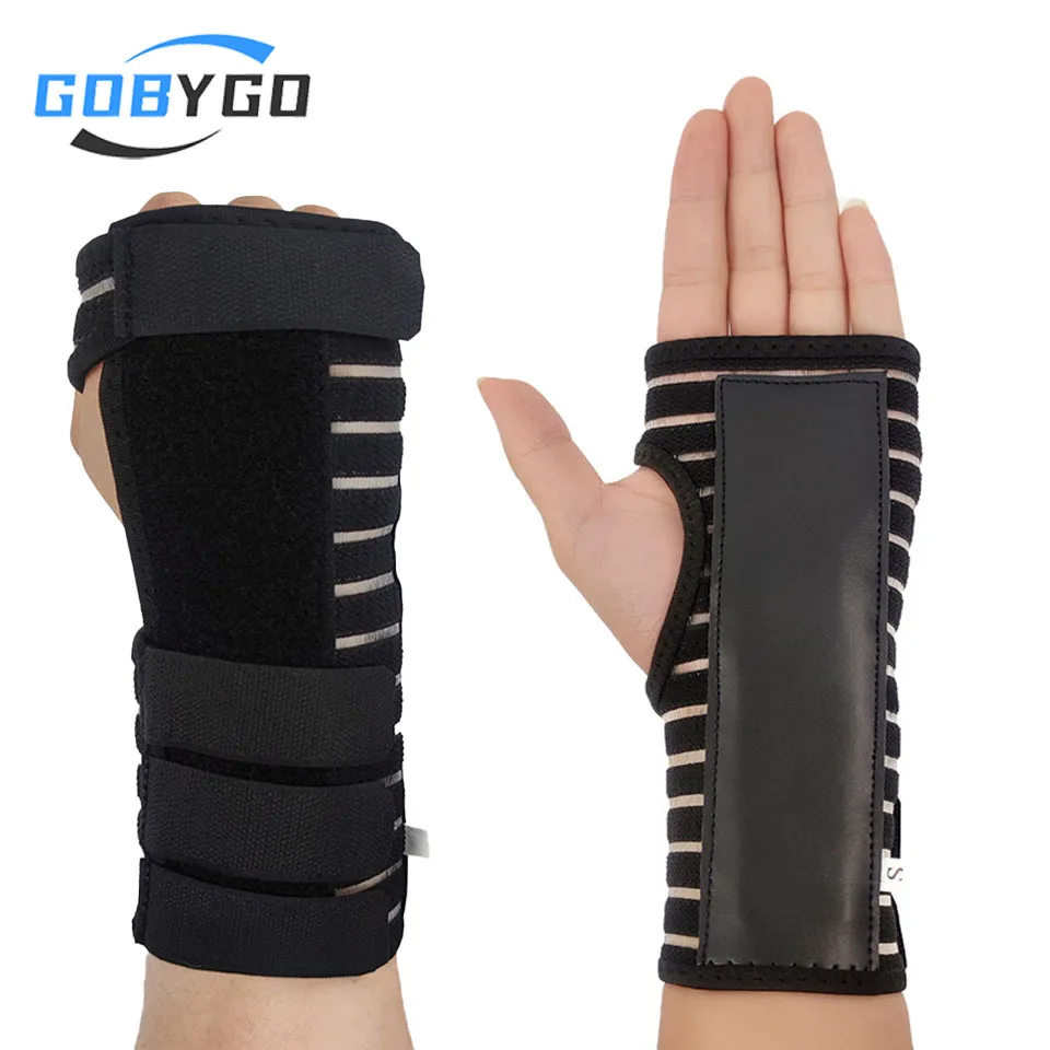 GOBYGO 1Pcs Wrist Guards Removable Aluminum Plate Comfortable Breathable Protective Brace Adjustable Strap Palm Guards Men Women