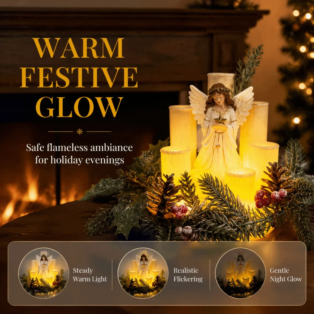 Reindeer, Santa Claus, Snowmen, Angels Christmas Decoration Hand-painted Craft, Warm White LED LED Candle Light Resin,