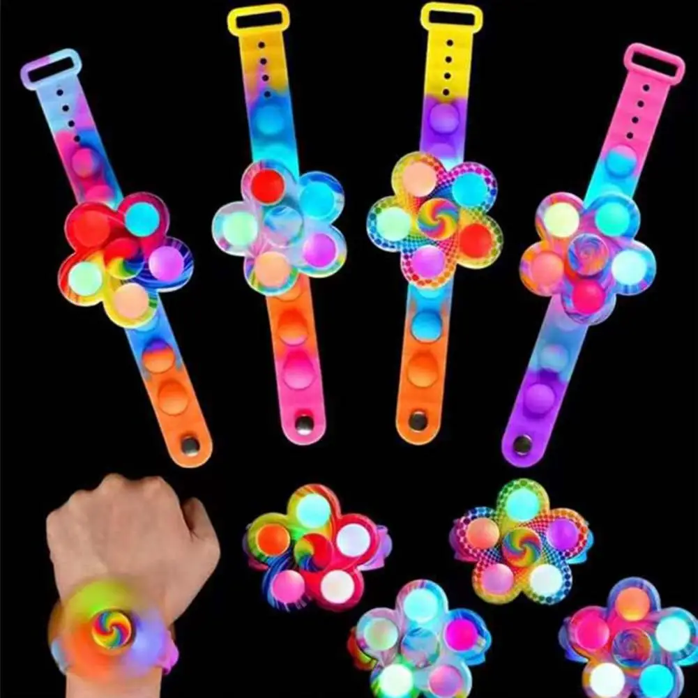 Led Fidget Spinner Toy 12 pezzi Led Light Up Fidget Spinner Bracciali per bambini Regali di compleanno Forniture per feste Carnevale per l'aula