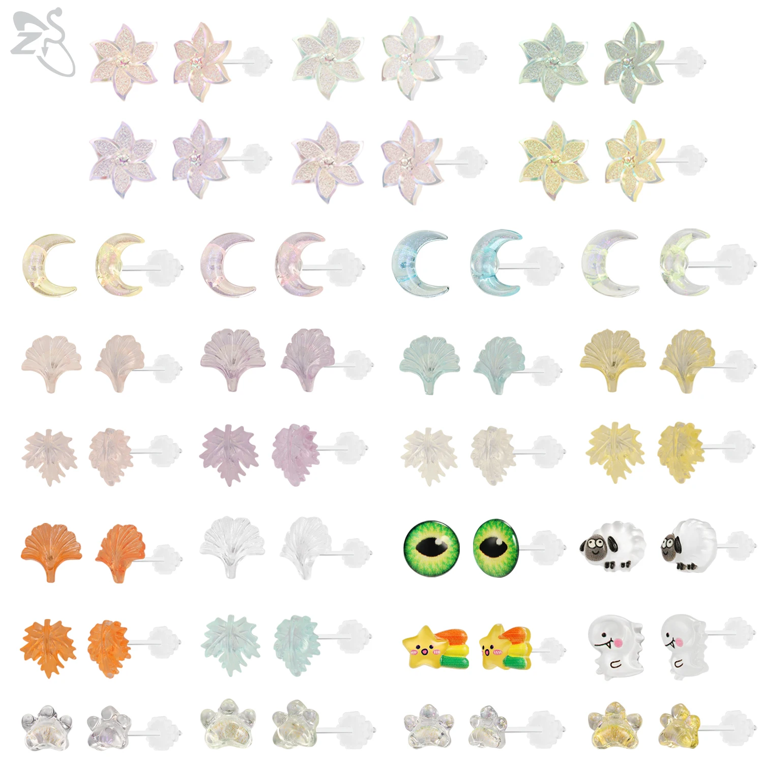 Zs 1 Paar Mond blume Schaf Form Ohr stecker für Frauen Mädchen Harz Acryl Knorpel Ohrring Ohr Tragus Helix Piercings 20g