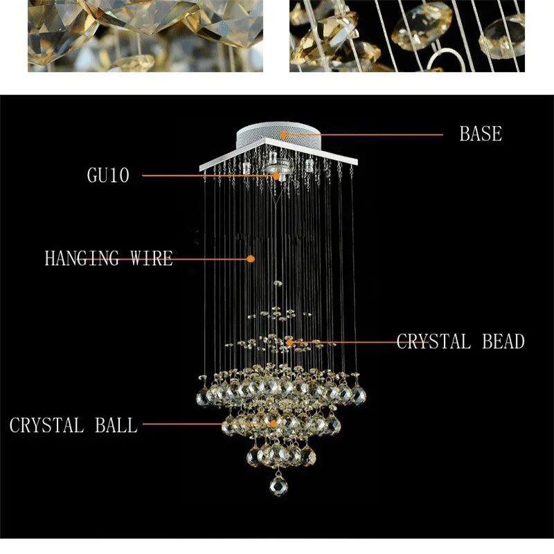 Luksusowy żyrandol nowoczesna oprawa oświetleniowa wiszący przewód lampy wiszące bursztynowa kryształowa oprawa do wejścia, przejścia, korytarza