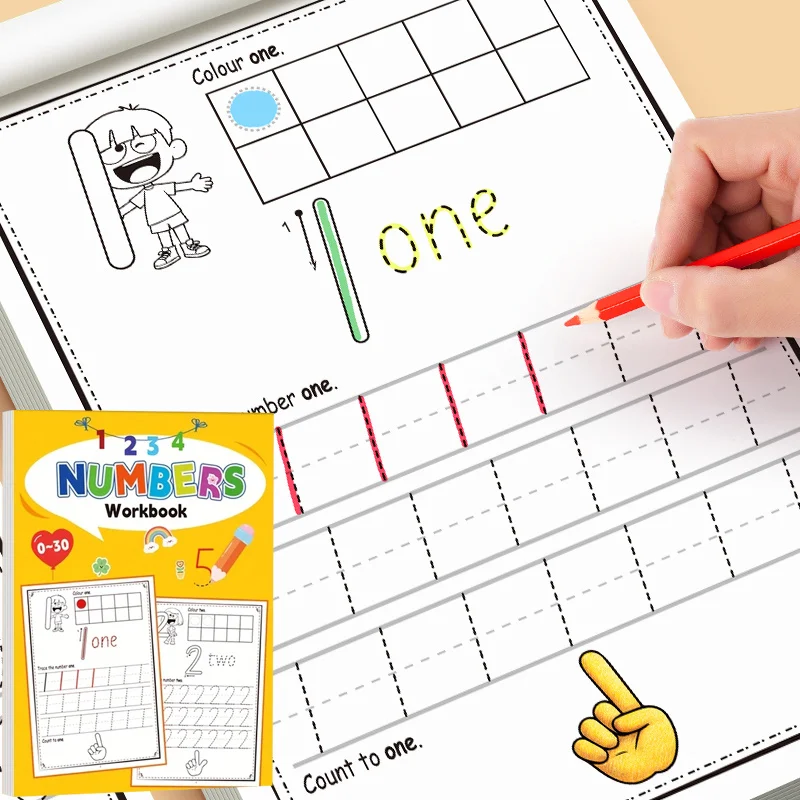 Practice Book for Numbers 0-30 Drawing Book Pen Control Calligraphy Practice Home and School Learning Workbook Mathematics
