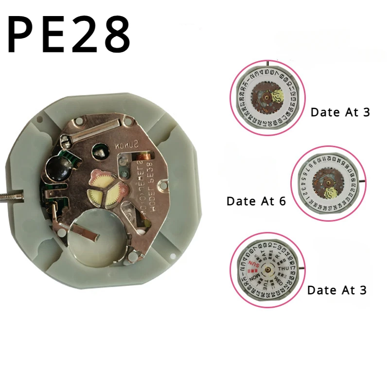 Original Japanese Imported Movement PE28 Single Double Calendar Quartz Movement Watch Mouvement Accessories