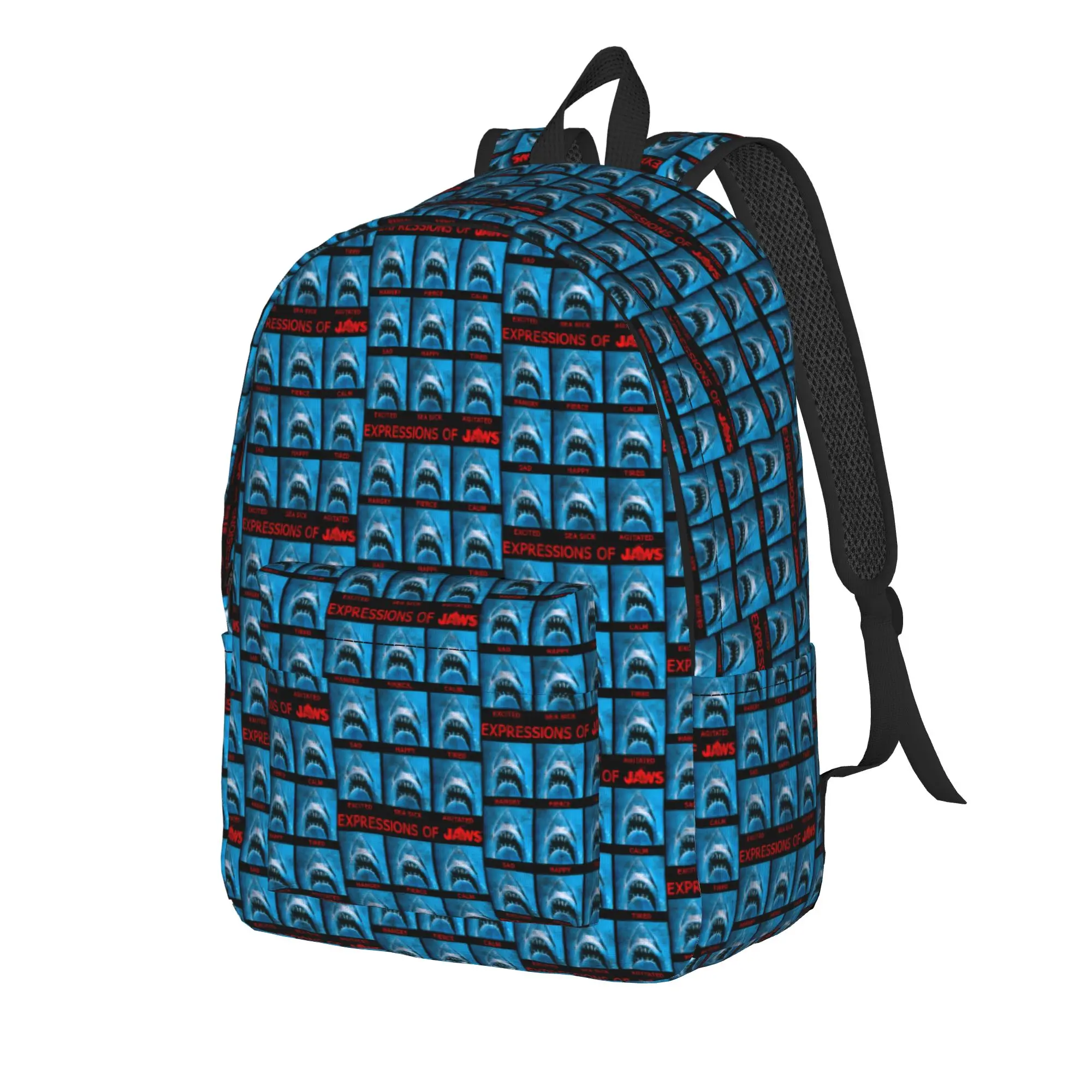 Jaws The Expressions Of Jaws Photo Grid Panel Backpack Men Big Backpacks Polyester Aesthetic School Bags Travel Design Rucksack