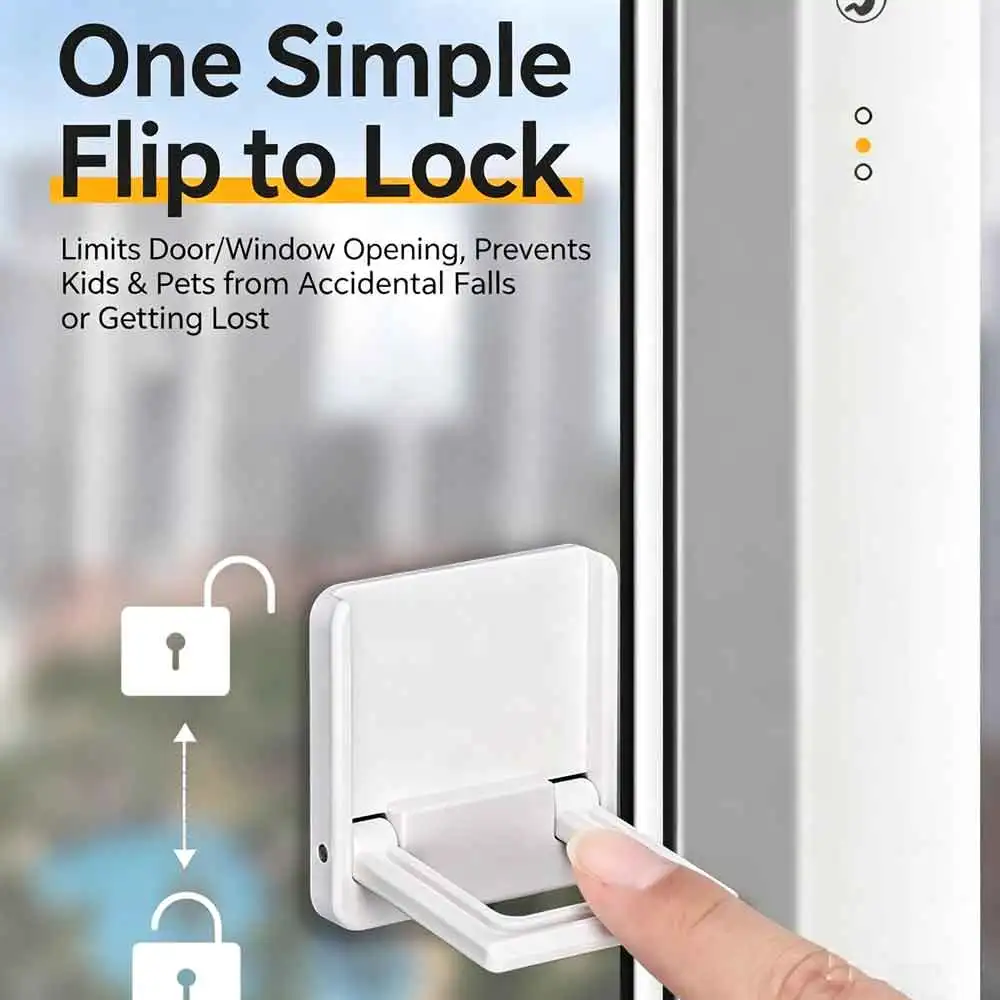 

vvocci Door Lock Adjustable Sliding Window Limiter Child Safety Stopper Falling Prevention Locks Security Protection Universal