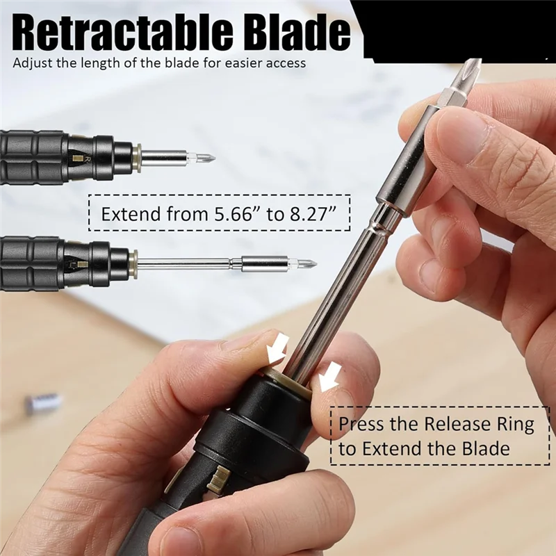 BAAG-10-In-1 مفك براغي بسقاطة متعدد البت، مع لقم فيليبس/مشقوق/توركس/عرافة ومفك صامولة 1/4 بوصة، مع حقيبة حزام