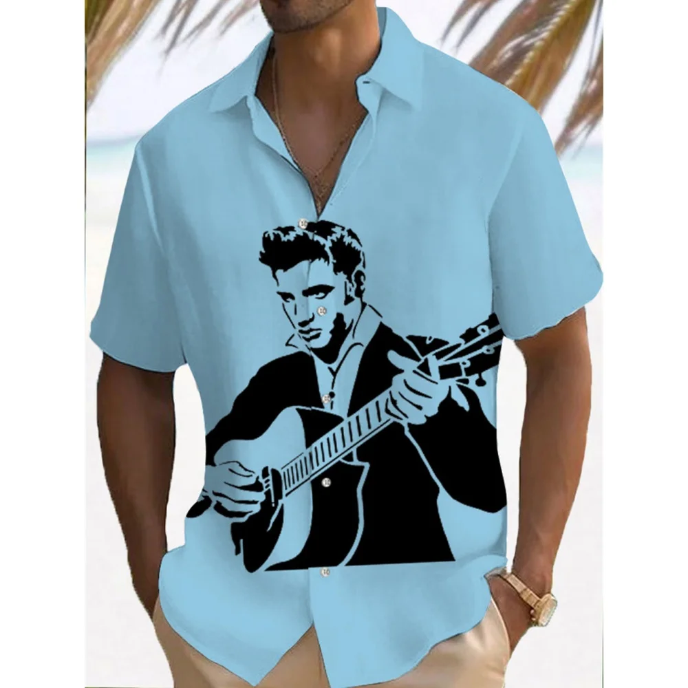 Musik Männer Freizeit hemd Rockband 3D-Druck Gitarre Hawaii hemd Männer Sommer lässig kurz ärmel ige atmungsaktive Hemd Männer Kleidung