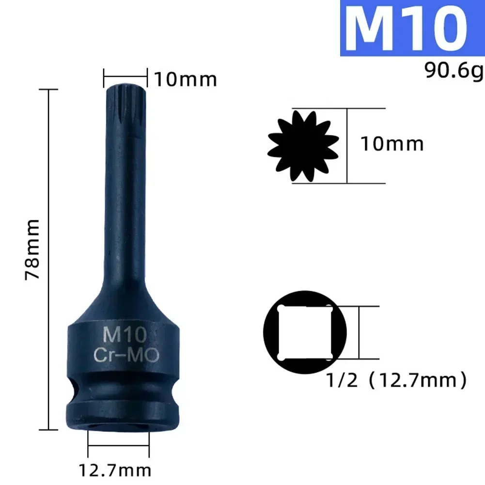 3Inch M5-M19 1/2Inch Drive Wrench Socket Adapter 12 Point Socket Screwdriver Bit Wrench Bit Screw Socket Workshop Hand Tools