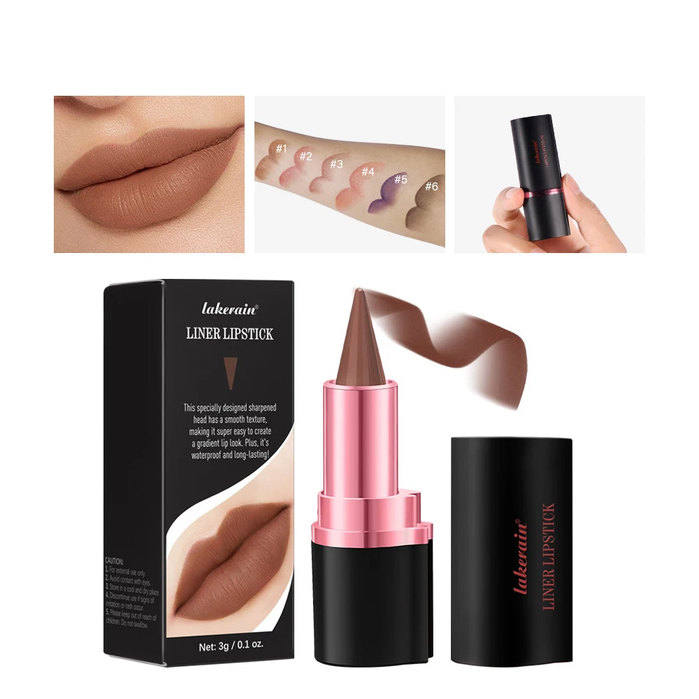 2In1 ماتي بطانة قلم أحمر الشفاه التدرج الشفاه بطانة الأحمر البني أحمر الشفاه قلم رصاص دائم مقاوم للماء الشفاه عصا مثير النساء الشفاه مستحضرات التجميل