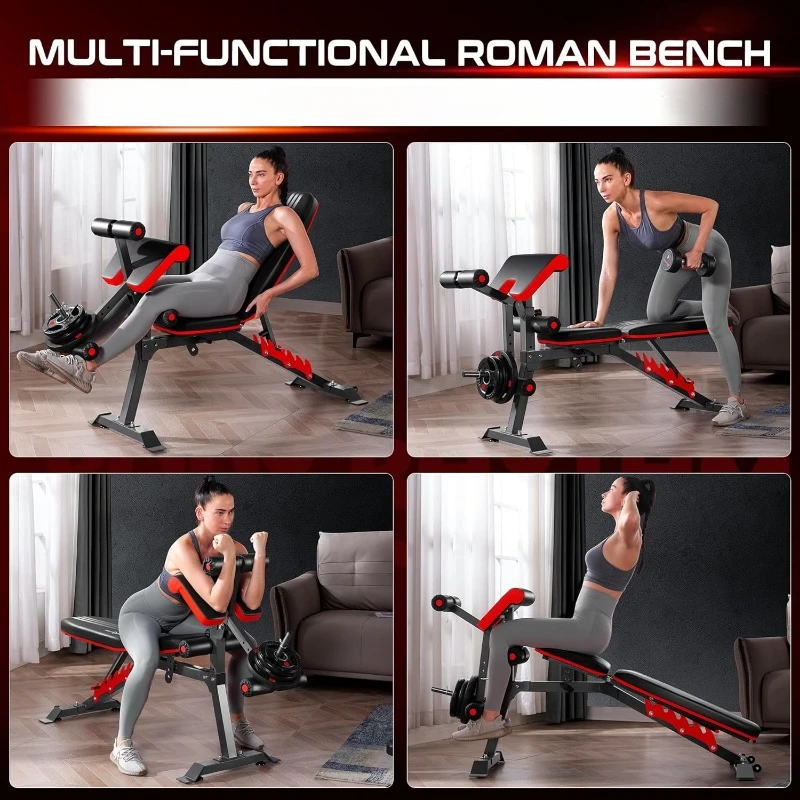 Multifunctional Weight with Leg Extension and Preacher Pad,Workout for Decline Bench Press,Strength Training Bench