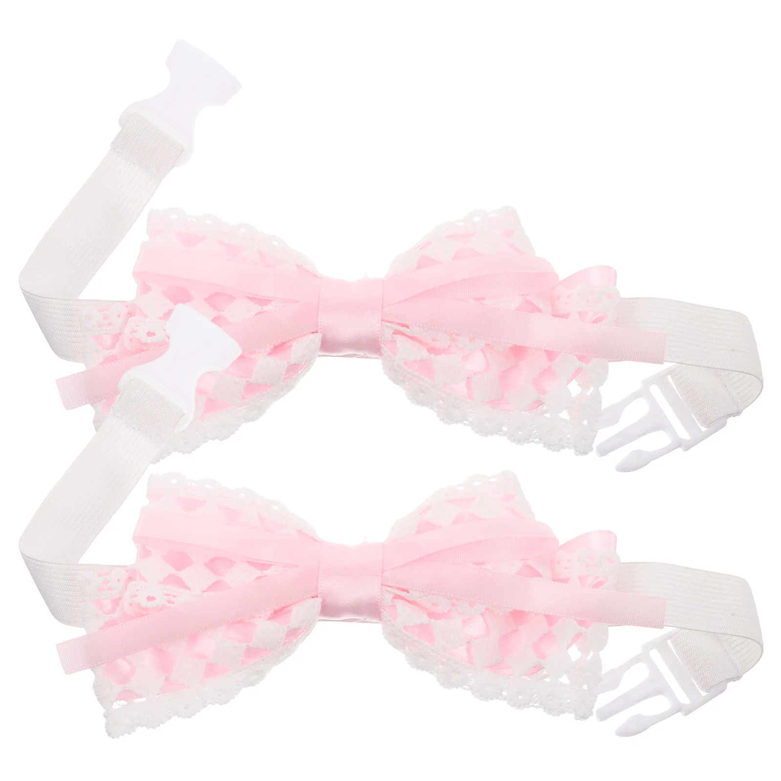 

2Pcs Butterfly Bow Curtain Tiebacks Pink Lace Edge Stylish Decorative Curtain Holdbacks for Home Living Room Bedroom
