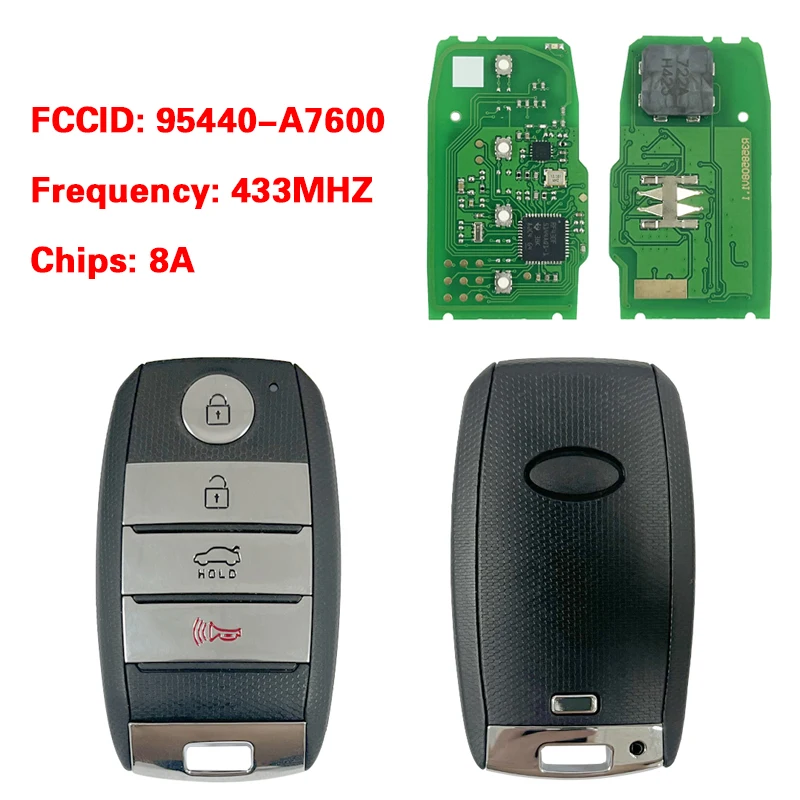 CN051110  Aftermarket 4 Button Genuine Smart Key Remote 8A Chip 433MHz FCC 95440-A7600 CQOFN00100 For KIA Cerato 2016