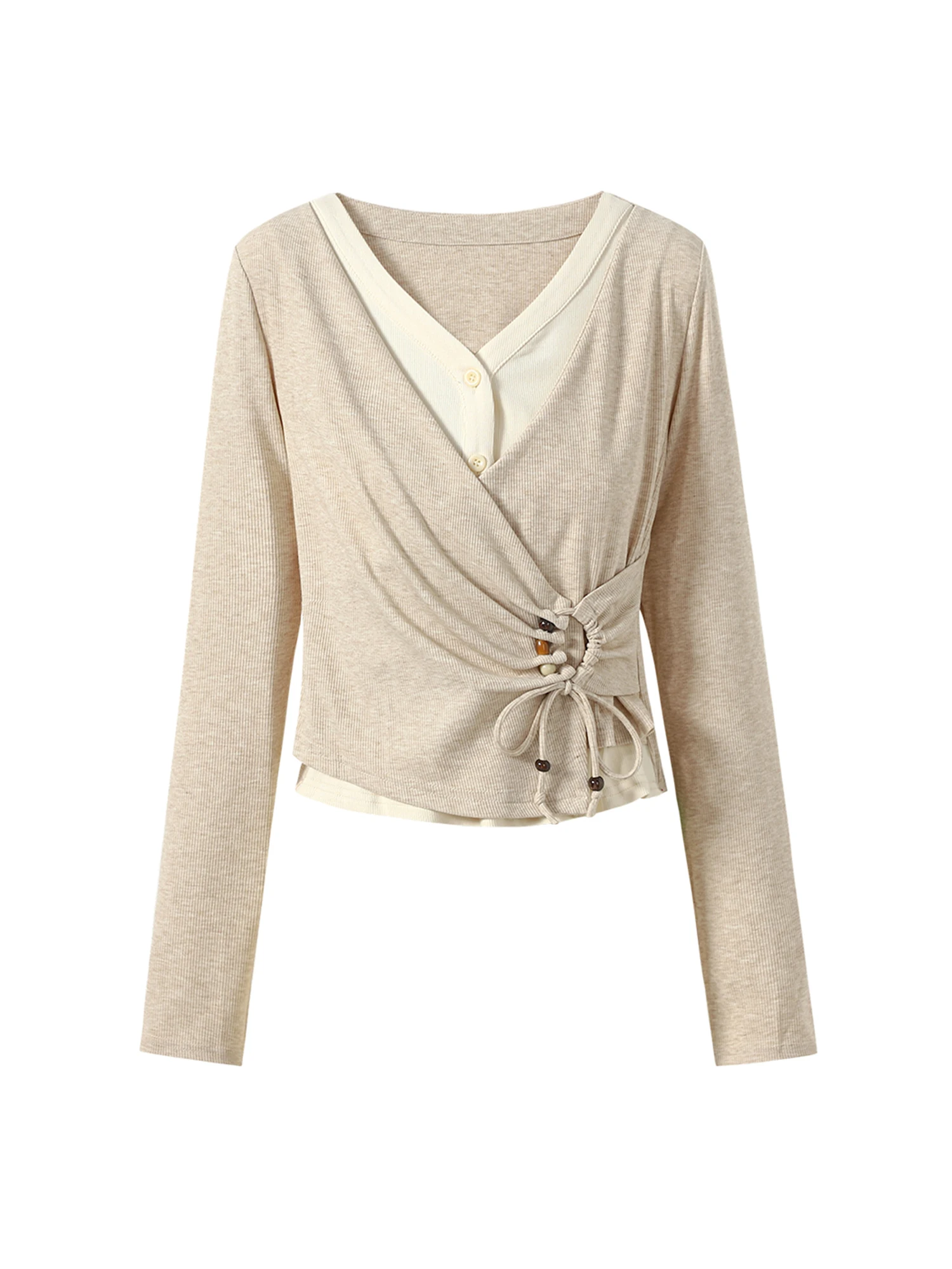 

Women's Y2k Gyaru T-shirt Vintage Aesthetic Harajuku Fake 2 Pieces Tee Top Long Sleeve V-Neck T-shirts 2000s Clothes Autumn 2025