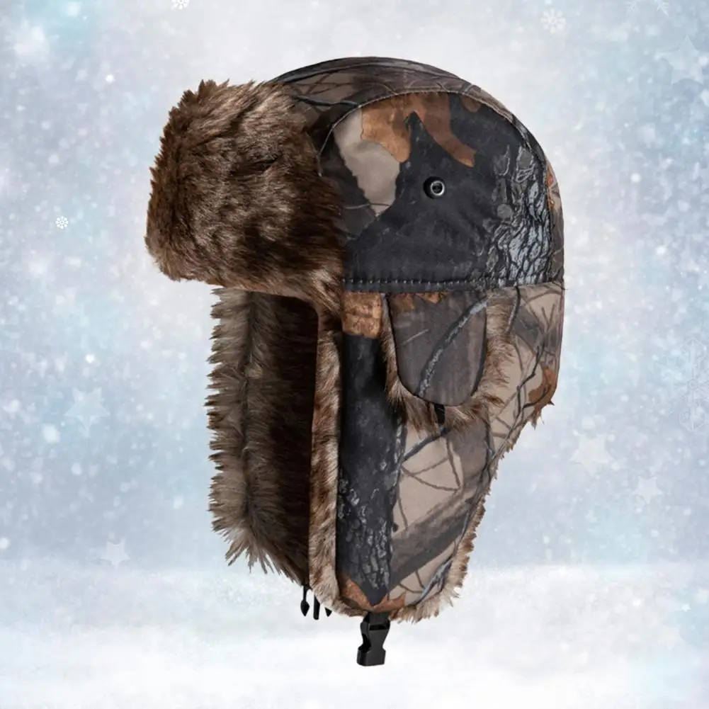Popular Unisex Cap Autumn Winter Camouflage Adult Dome No Brim Riding Couple Cap Ear Flap Hat Keep Warm