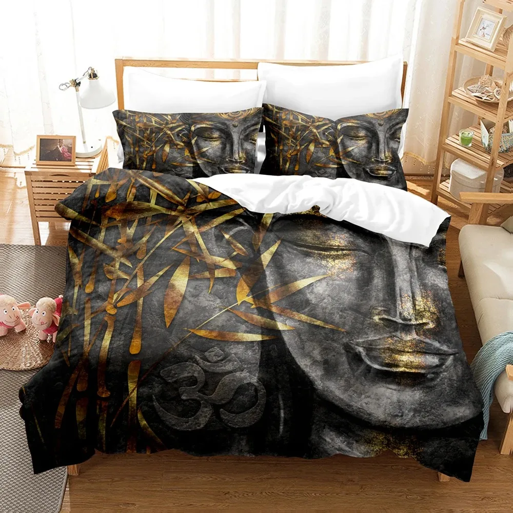 

3D Buddha Bedding Sets Duvet Cover Set With Pillowcase Twin Full Queen King Bedclothes Bed Linen