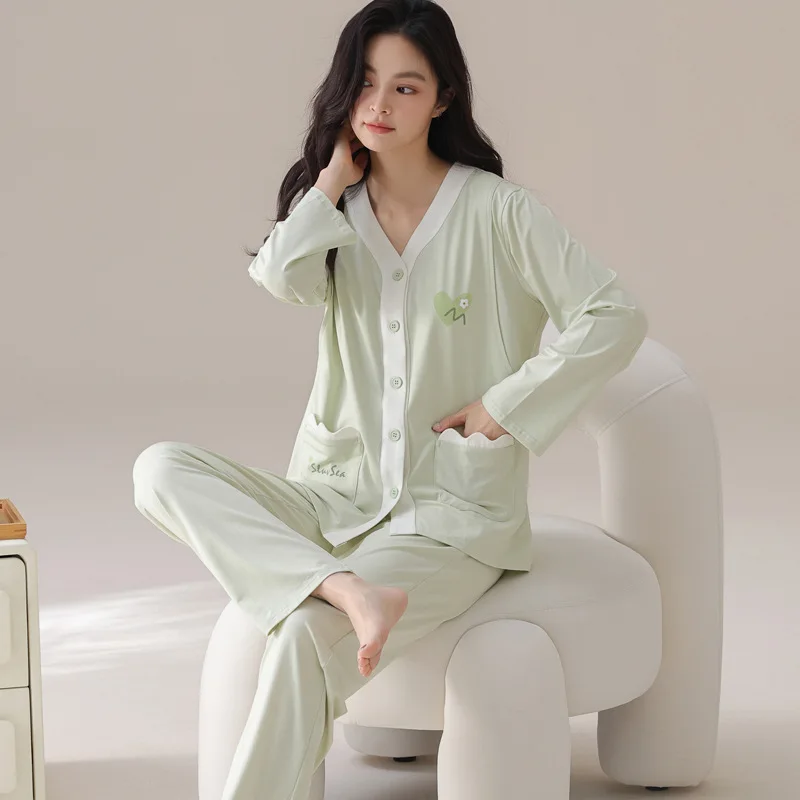 

Nursing Nightgown Maternity Pajamas Pregnancy Sleepwear Korean Modal Kimono Maternity Wear Breastfeeding Clothes Homewear