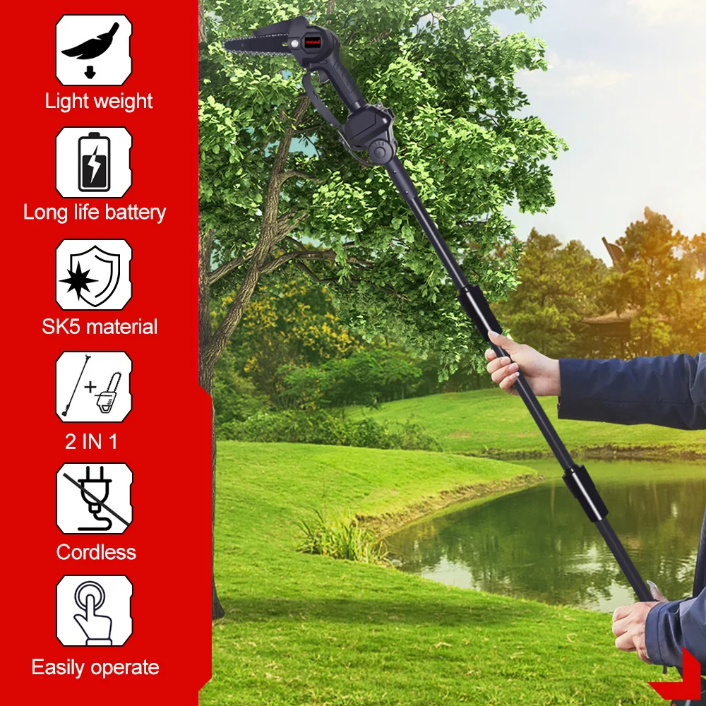ONEVAN 3500W 2.25m Cordless Electric High Branch Saw Telescoping Chainsaw Pruner Home Garden Pruning Tool For 21V 18V Battery