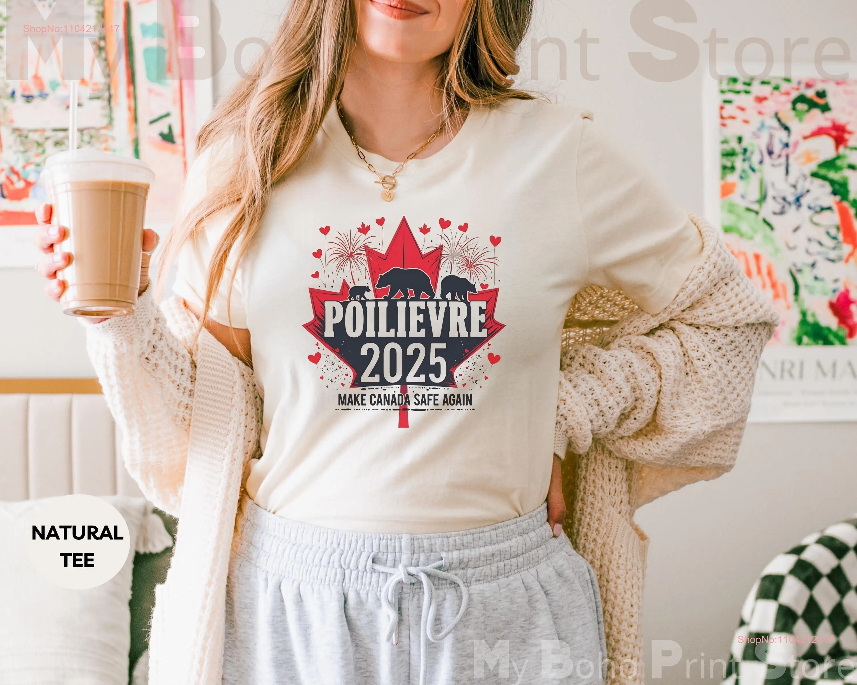 Poilievre 2025 T Shirt Make Canada Safe Again Pierre Canadian Bear Maple Leaf Patriotic Political Election SweaT