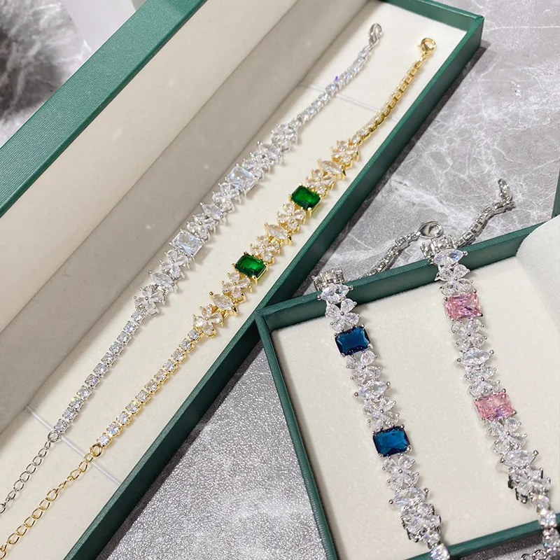 

MDLFES Moissan Diamond Style Новая имитация papparacha порошок темперамент взрывные флэш-ювелирные изделия браслет женский