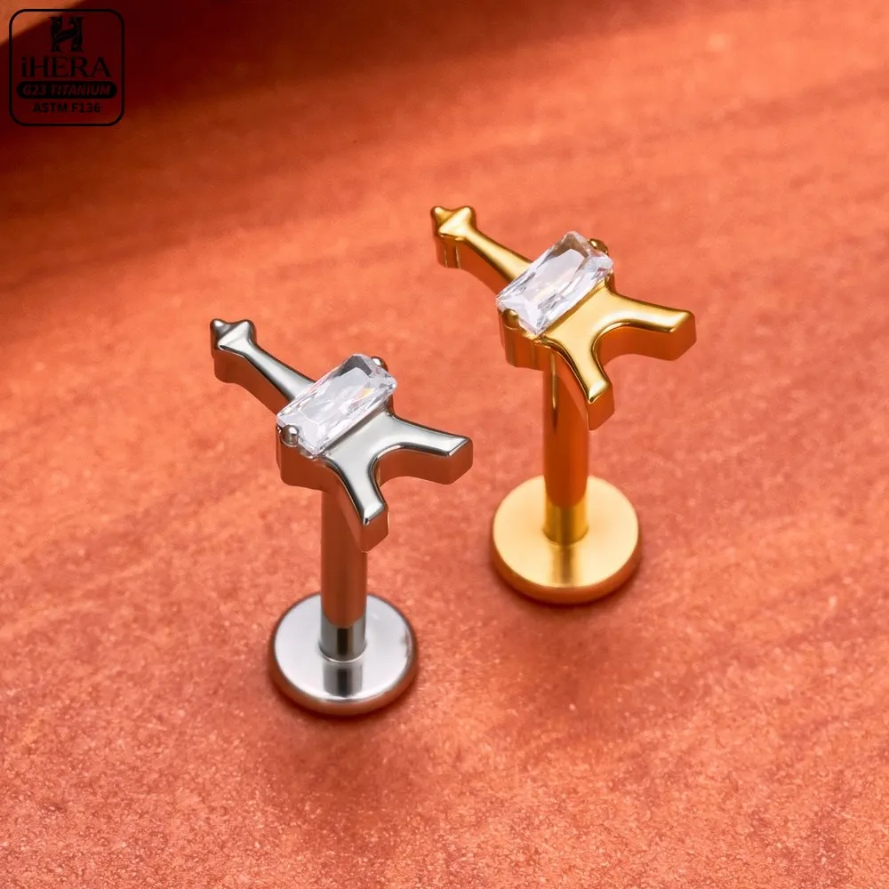 G23 Titanium Labret Segment Heart Eiffel Tower Stud Bulk Body Jewelry Helix Earring Medusa Lip Ring Eyebrow Vertical Daith Conch