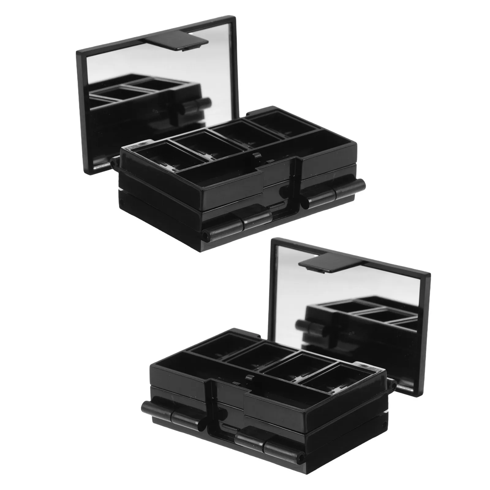 2Pcs Compact Foldable Makeup Palette Portable Handheld Mixing Tray for Eyeshadow Blush Highlighter Daily Use Travel Beauty Kit