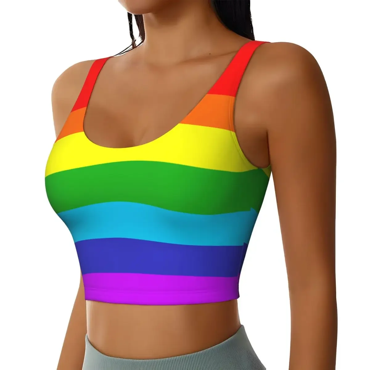 

Yoga Vest Women Gym Sports Crop Tops Classic Rainbow Flag Streetwear Workout Breathable Tank Top Female S-XXL