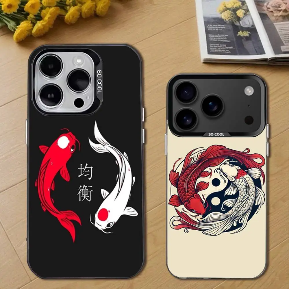 

Koi Carp FishS Yin Yang Art Phone Case For iPhone 17,16,15,14,13,12,11,Pro,Max,Plus,E,Air,Mini Black Tpu Cover