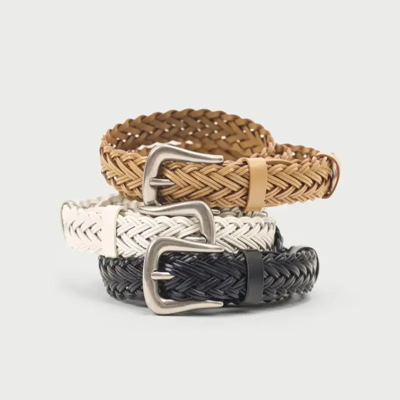 

Women's Classic Thin Braided Waist Belt Vintage Skinny Woven Strap Fashion Accessory for Jeans Pants And Dress