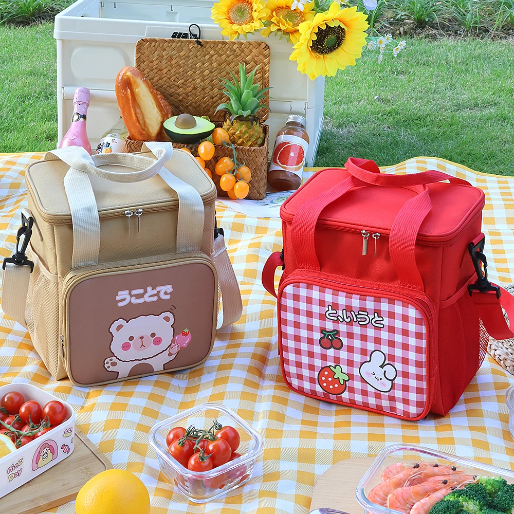 Duża pojemność izolowana gruba folia aluminiowa pudełko na Lunch przenośne studenckie w stylu kreskówki kreskówka ładny styl jedzenie na Lunch